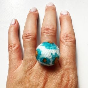 🐆Vintage 90’s fuzzy leopard print button ring